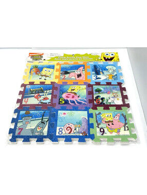 SpongeBob SquarePants Foam Puzzle Play Mats 9 Interlocking Tiles Nickelodeon NEW
